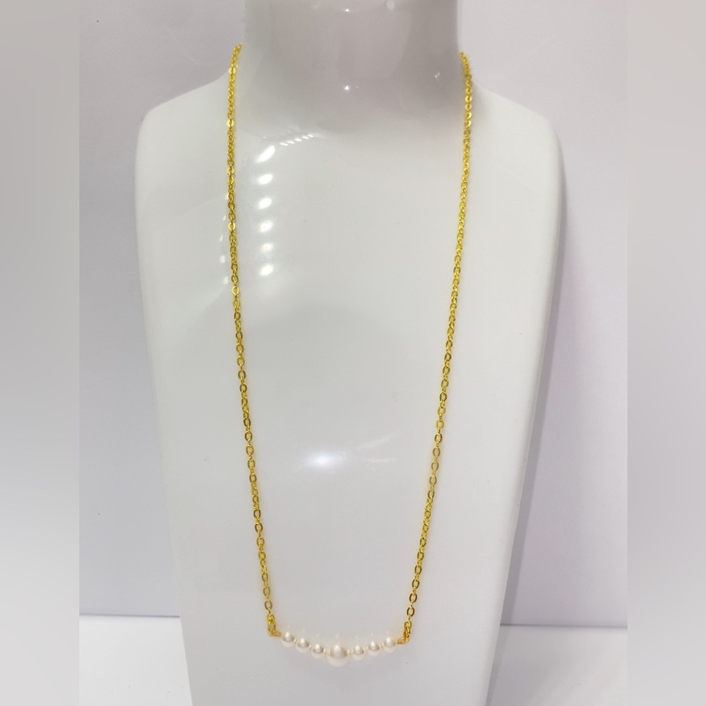 Dainty Gold Chain Pearl Bar Necklace ✨